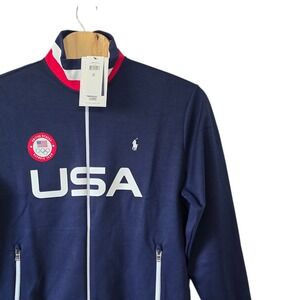 Polo Ralph Lauren Mens XL Team USA 2022 Olympic Track Jacket Navy Blue Athletic